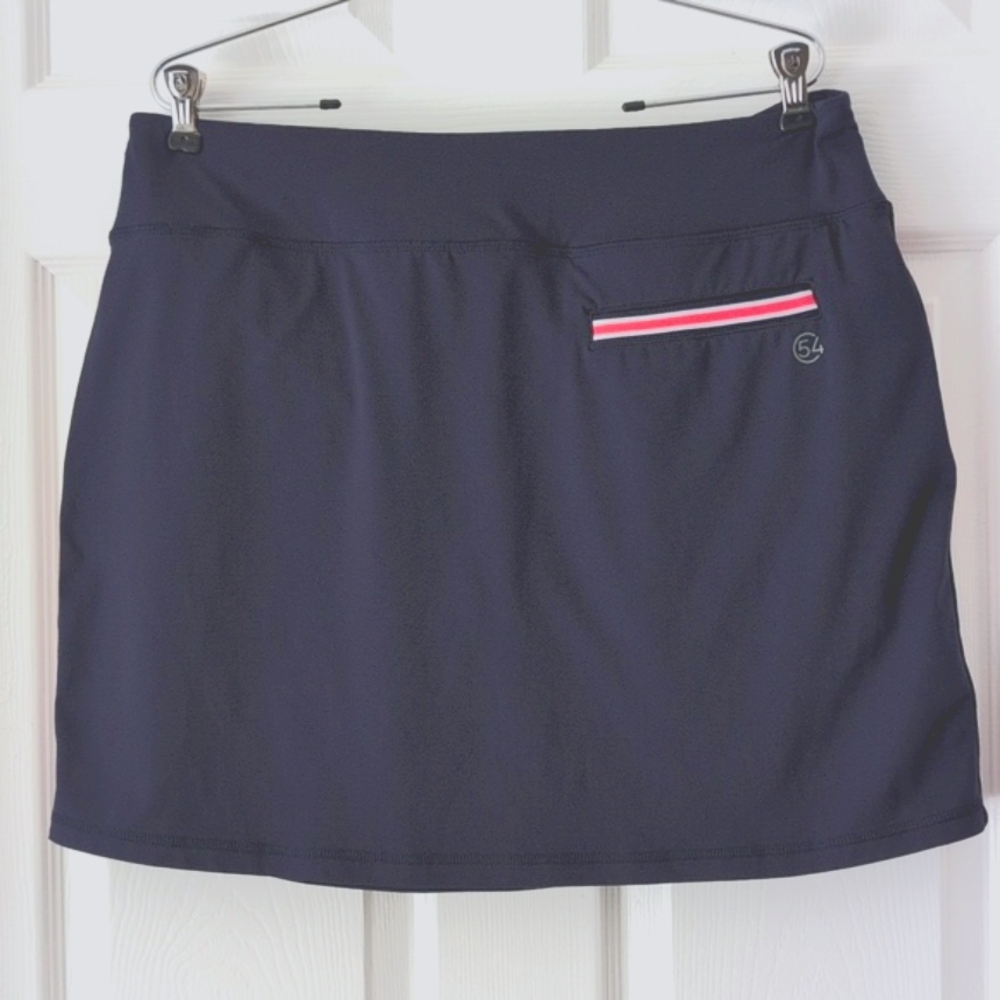 Chase 54 Navy Blue Golf Skort Red & White Stripe on sides